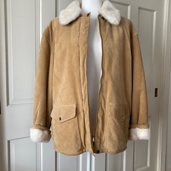 J Percy for Marvin Richards Vintage SUEDE FAUX FUR Jacket SZ L - Picture 7 of 12